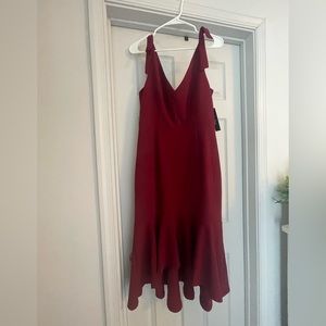 Red midi sleeveless Lulu’s dress.